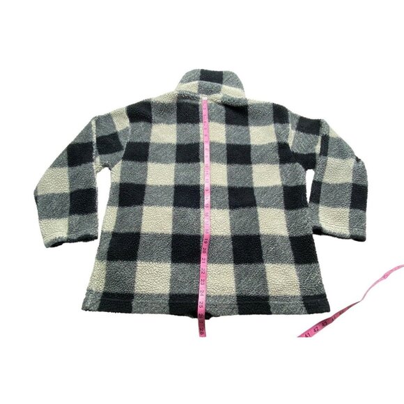 BILLABONG Women Fleece Jacket Sz M Black White Snap Closure Checker Beach 5-37 - Picture 7 of 16